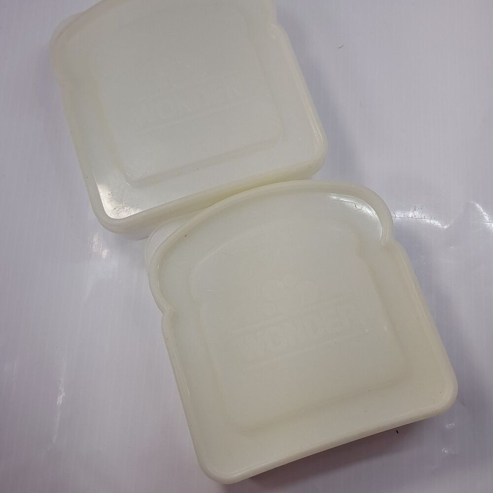 Wonder Bread Sandwich Container Set 2 White Lunchbox Kids School Lunch shaped